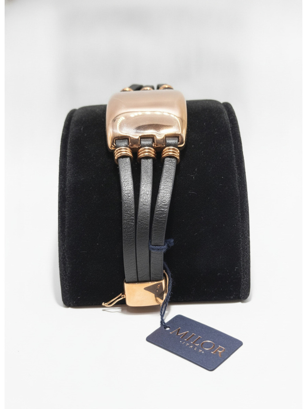 NWT Milor Italy Bronze and Leather Multi-Strand Bracelet with Magnetic Clasp